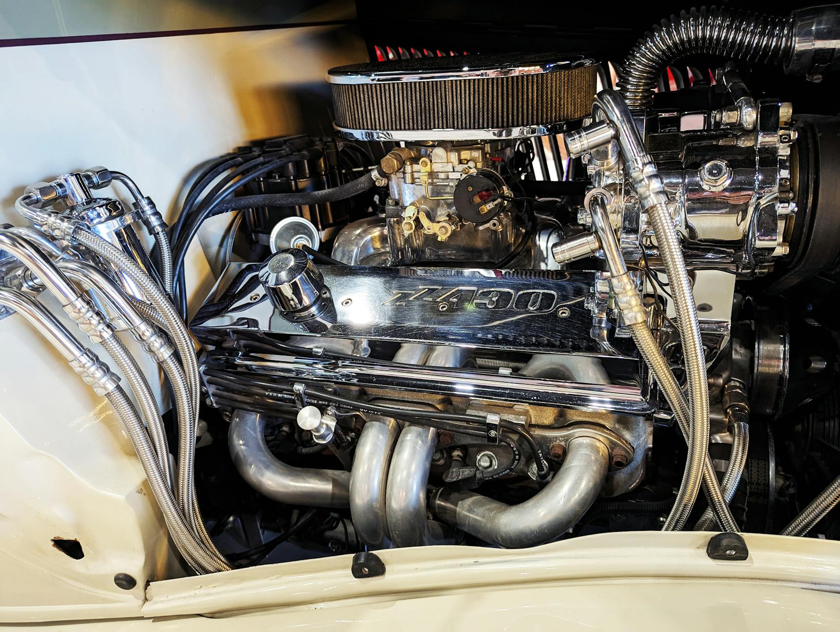 engine in vintage car